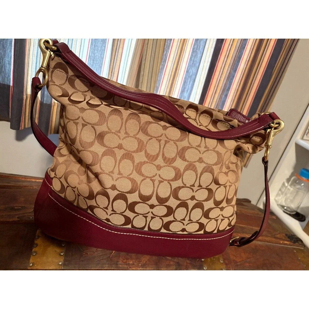 Coach F23279 Park Signature Hobo Burgundy Tote Crossbody Bag